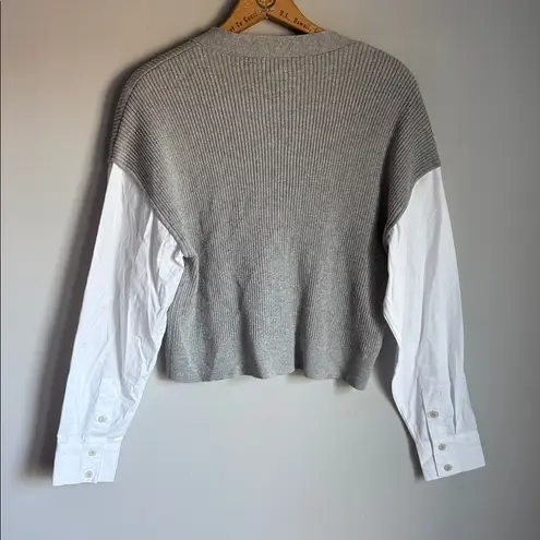 Naadam Gauze Mixed Media Cardigan XS Gray