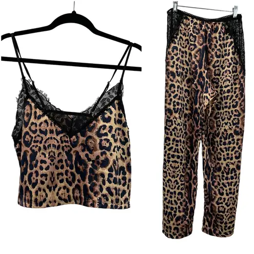 Seven till Midnight Leopard Print Cami & Pant Sleep Set Size 1X/2X (Z93) Brown - Image 2