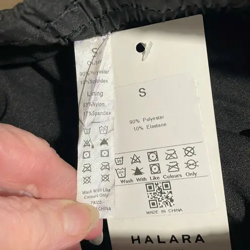 Halara 2in1 Running Shorts Mid Rise Drawstring Mesh Contrast Black S(4-6) NWT