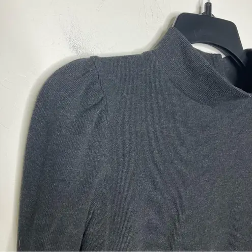 Madewell  mock neck black ribbed top with puffed sleeves‎ size medium