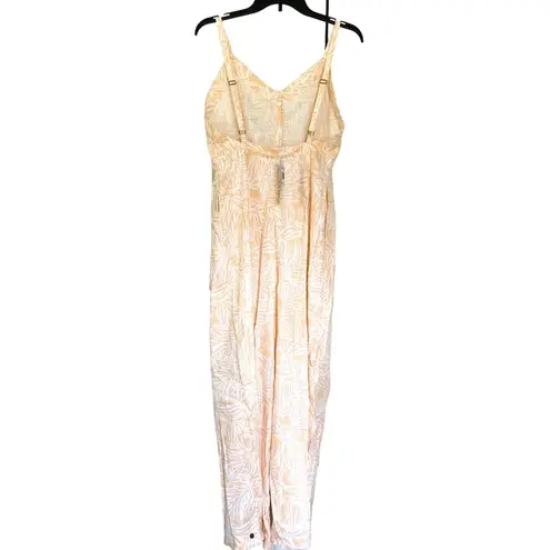 Roxy  Soft Landing White Apricot Tropical Summer Sleeveless Jumpsuit Size Small thumbnail 3
