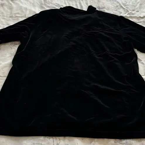 Discreet Vintage velvet black velour button down front ties blouse, one size