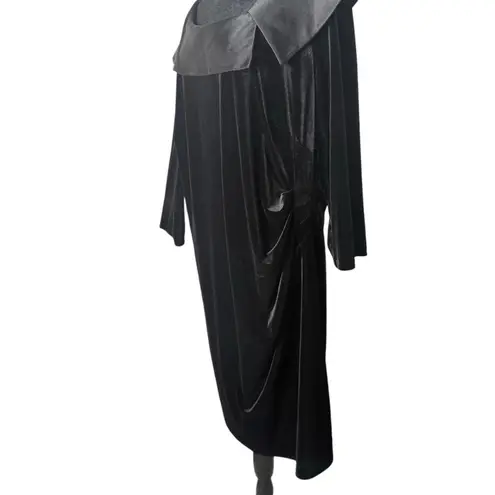 Jessica Howard Plus Size Women 20W Black Velvet Dress Party Formal Satin Ruched