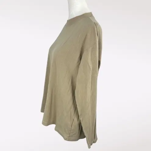 Northern Reflections Vintage Green Ribbed Long Sleeve Top Size Large