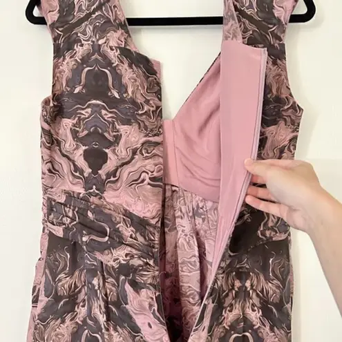 Peruvian Connection 100% Silk Elegant Marble Swirl Sheath Midi Dress Size 8