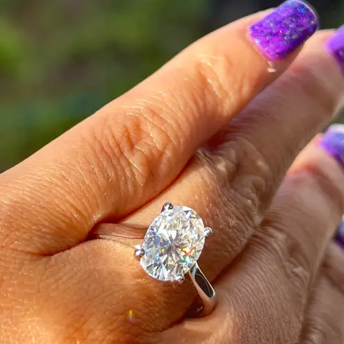 Certified 2.5ct Oval cut moissanite D VVS1 S925 sterling silver engagement ring7