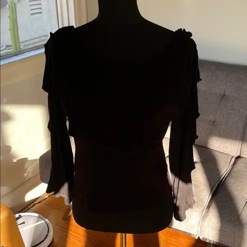 JJ Winks Black Ruffled "Vixen" Women's Blouse Size Small