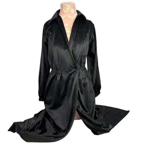 Halston IV Dorian Black Long Dress Wrap Size 10 Union Made Studio 54 1970s VTG