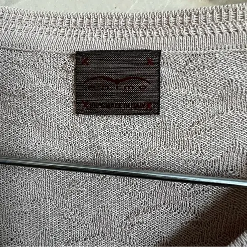 Animo Solei Made In Italy Mauve Beige Equestrian Long Sleeve V Neck Sweater