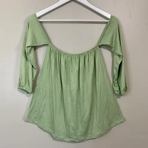 Amerikan Basics Women’s Off The Shoulder Loose Tee Green Size Small NWT