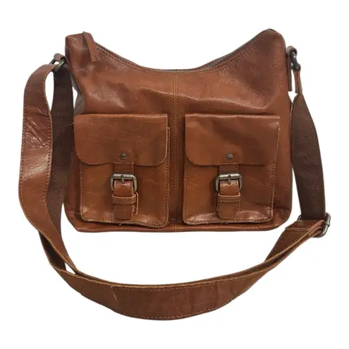 Spikes & Sparrow Brown Leather Shoulder Bag Purse Medium Crossbody 13”H x 11”L