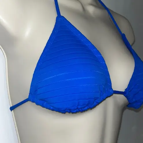 OP  WOMENS Electric Blue Triangle Striped BIKINI Swim TOP M MEDIUM 7-9