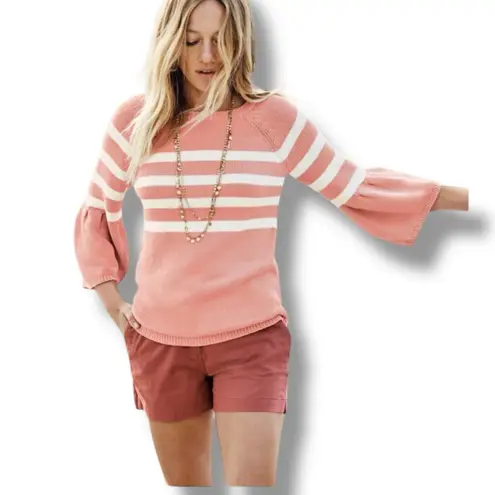 Boden Arianna Jumper blush pink and white striped bell sleeve sweater Size L