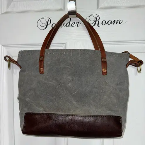 Meanwhile Back on the Farm Slate Blue Waxed Canvas Small Tote