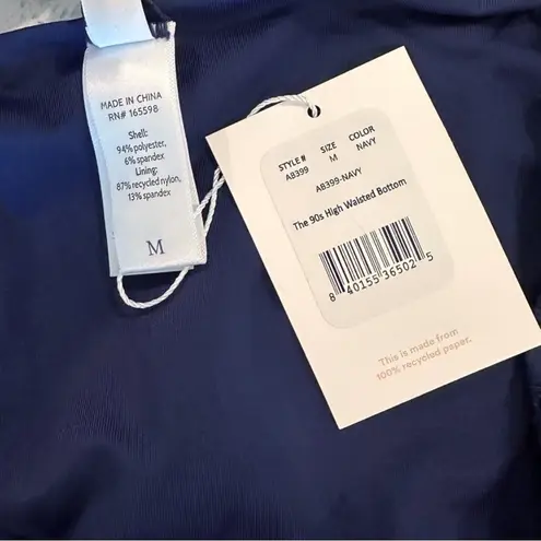 ANDIE Swim 90s High Waisted Bikini Bottom Navy Eyelet Size Medium