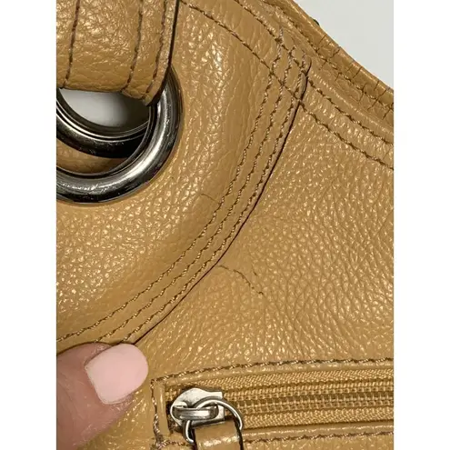 Tignanello Tan Pebble Leather Shoulder Tote Bag Purse Silver Hardware