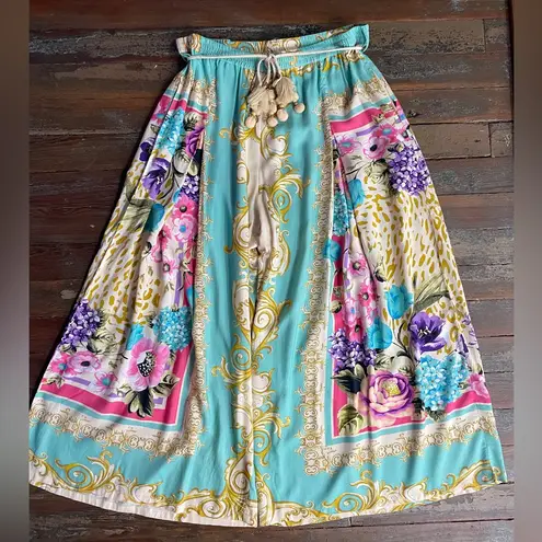 Aratta Artisan Leopard Summer Print Light Flowy Tassel Pull On Pants