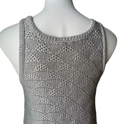 Anthropologie Moth Sana Knit Silver Metallic Sweater Tank, Sz M Size M