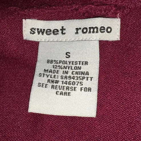 Sweet Romeo Open Drape Front Pocket Cardigan Wine