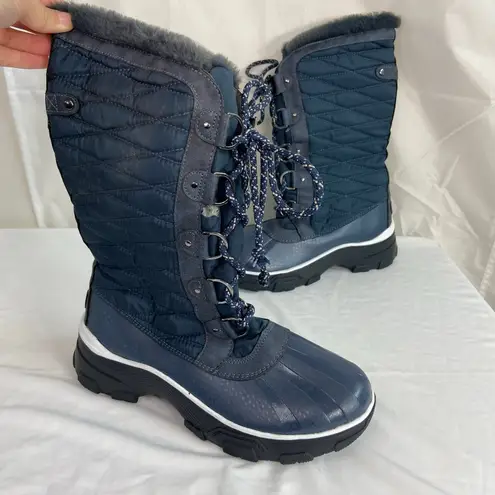 Jbu women's navy blue lace up faux fur lined Lorina waterproof winter boots 9.5