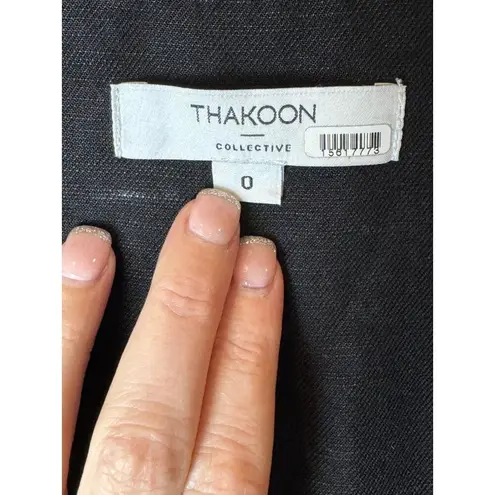 Thakoon Romper Women 0 Black Linen Blend Tie Waist Romper Lagenlook Gothic