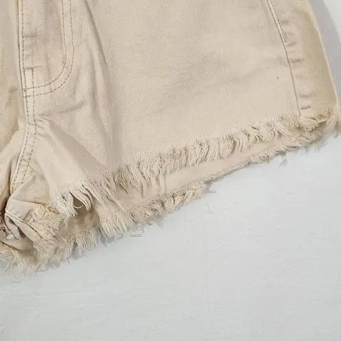 We Wore What Cream Denim Cut Off Shorts NWT Size 24 Natural Revolve jean shorts
