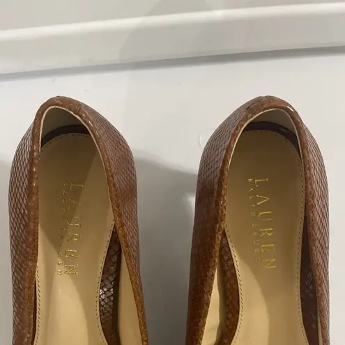 Ralph Lauren New Lauren  Harper brown snakeskin effect almond toe pumps size 8