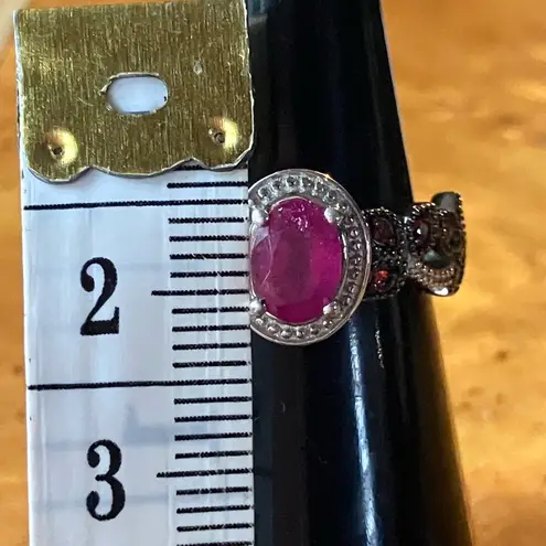 Natural Ruby Red Sapphire Sterling Silver Ring Size 6