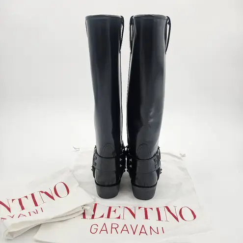 Valentino Garavani Valentino Rockstud Knee-high Leather Boots Black