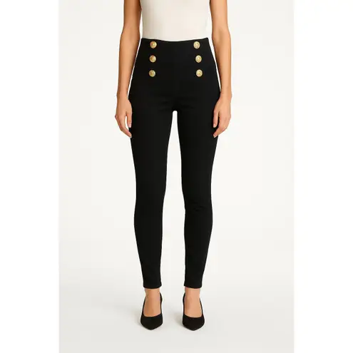 J. McLaughlin Sailor Jeans Black Gold Buttons Preppy Academia French Slim Sz 6