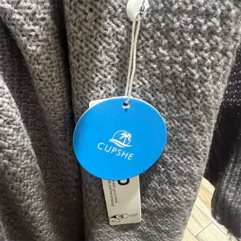 Cupshe  Women's Gray Ribbed Knit Open Cardigan Sweater Size Large Standard