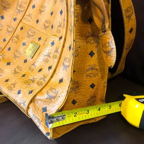 MCM Cognac Vicetos Heritage Top Zipper Closure Shoulder Bag Authentic EUC