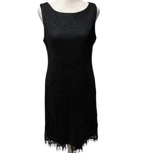 Jessica Howard Black Lace with Fringe Bottom Sleeveless Knee Length Dress Size 8