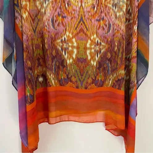 Susan Graver  QVC Poncho XL Psychedelic Colorful Boho Print Chiffon