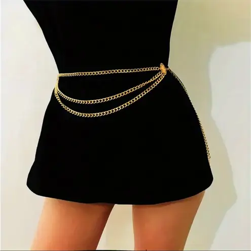 Golden Plated Tassel Belt Chain Elegant Alloy‎ Accessory Versatile Style Gold