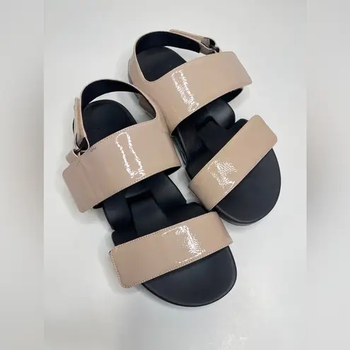 Figs by Figueroa Figulous Crinkled Patent Leather Flex Sandal in Rose Gold Pink Size 9.5