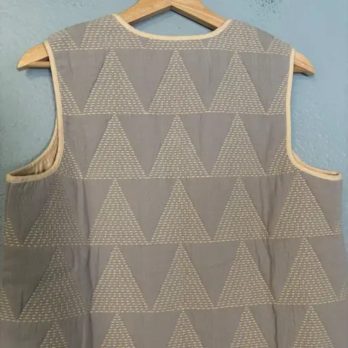 NWT J. Jill Elements Quilted Triangle Vest Grey Cream Size XS Cottagecore Gray