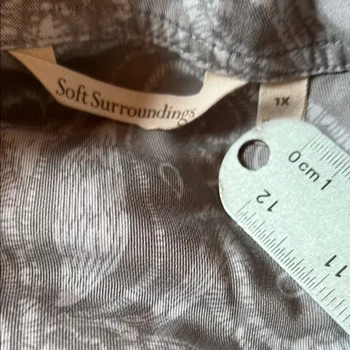 Soft Surroundings Silver Mandarin Collar Jacket with abalone shell buttons - Image 5