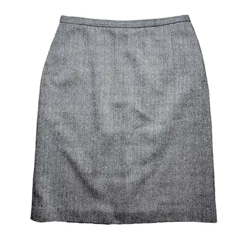 barney's new york VINTAGE Herringbone Wool Skirt Italy Black White 36 Small