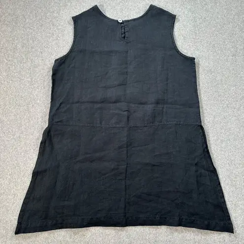 Bryn Walker Sleeveless Tunic Top Side Split Women's Small Black Linen Laganlook