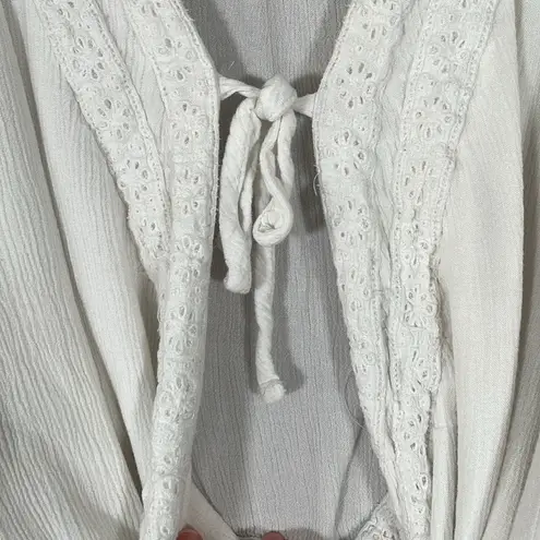 Hollister  California Long Sleeve White Tie Front Blouse | Size Large