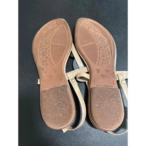 Isa Belly Beige Flat T Strap Wedge Sandals Women Size US 7