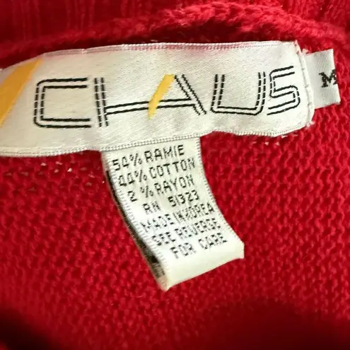 Vintage 80s Chaus Boat Neck Brush Stroke Bold Sweater M Red Size M
