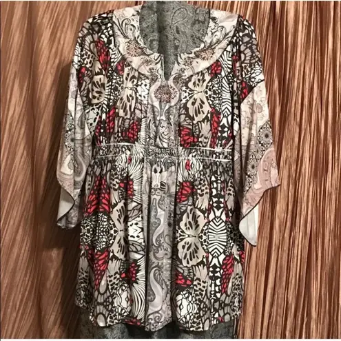 Style & Co . Boho Bohemian Tunic Top Size Medium Blouse Stretch