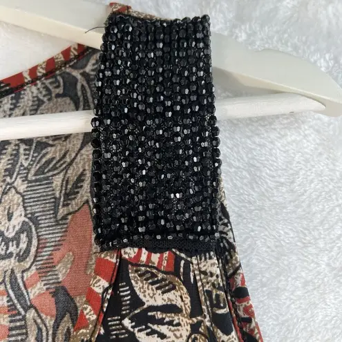 Vintage Y2K 2000’s Agenda Large L Top Beaded Tank Woodland Forrest Goblincore