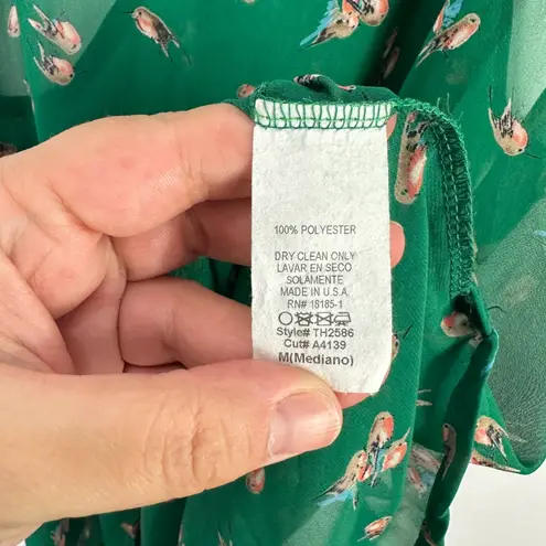 Audrey 3+1 Tank Top M Green Sheer Bird Print Indie Sleaze Y2K Whimsical Boho Size M