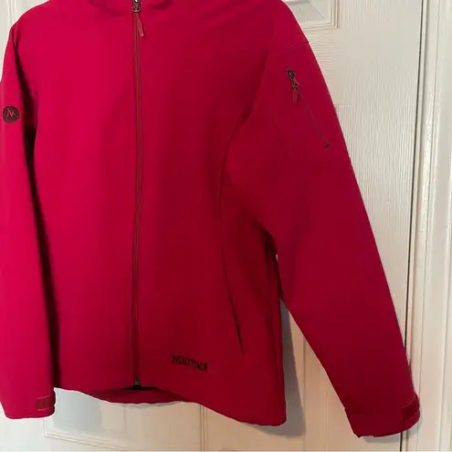 Marmot Gravity Soft Shell Jacket Sz Medium Pink Red Zip Front Fleece Lined