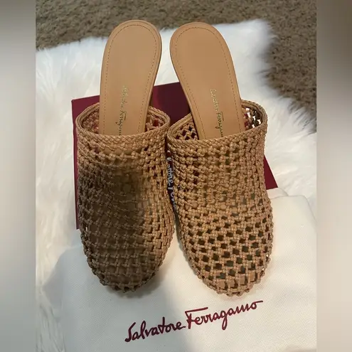 Salvatore Ferragamo Ellas X5 Beige Slip On Caged High Heel Sandals, 9