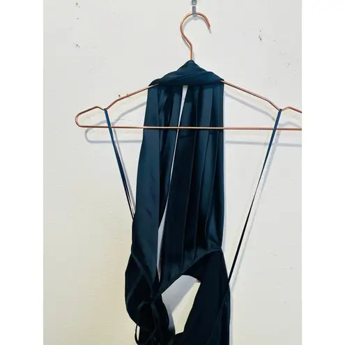 Ramy Brook NWT Dark Navy Blue Plunging Neckline Halter Tie Valentina Gown Size 6