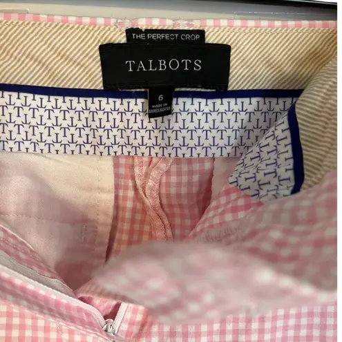 Talbots The Perfect Crop Pink White Gingham Pants Size 6